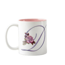 Pink Roses Monogram D mugs by initials Pink Roses Monogram D mugs