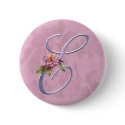 Pink Roses Monogram E buttons