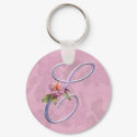 Pink Roses Monogram E keychains