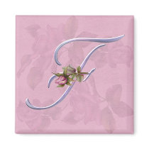 Pink Roses Monogram F magnets
