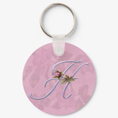 Pink Roses Monogram H Key Chain by initials