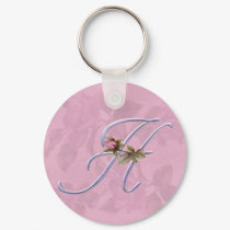 Pink Roses Monogram H keychains