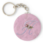 Pink Roses Monogram H Key Chain