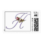 Pink Roses Monogram H Postage