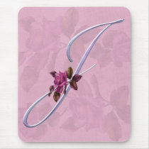 Pink Roses Monogram J mousepads