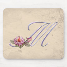 Pink Roses Monogram M Mouse Pads
