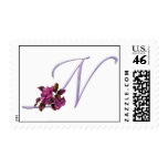 Pink Roses Monogram N Postage Stamp