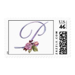 Pink Roses Monogram P Postage Stamps
