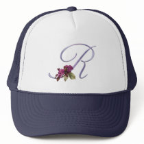 Pink Roses Monogram R Hat