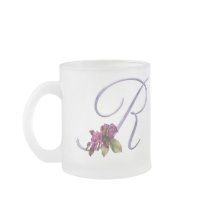 Pink Roses Monogram R Coffee Mugs