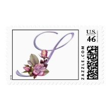 Pink Roses Monogram S Postage