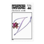 Pink Roses Monogram V Postage