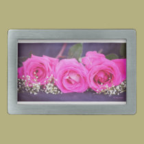 Pink Roses On Black II belt buckles