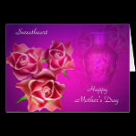 Pink Roses On Lavender Happy Mother's Day cards