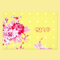 Pink Roses On Yellow Wedding Reception RSVP invitations