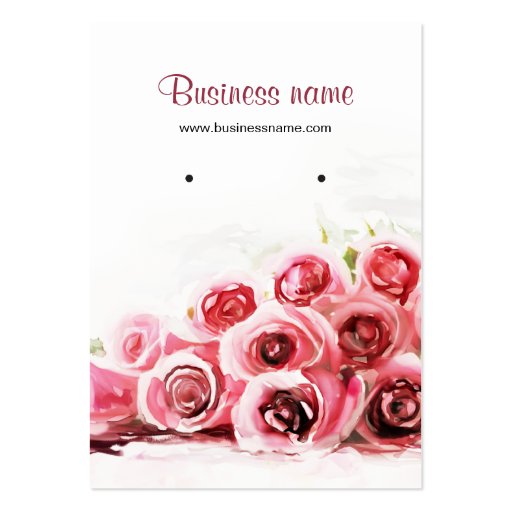 Pink Roses Painting Background Earring Cards Business Card (front side)