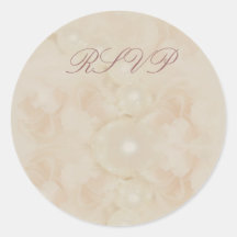 Pink roses pearls elegant wedding engagement round stickers