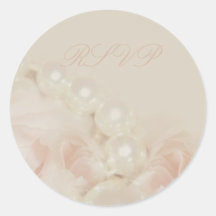 Pink roses pearls elegant wedding engagement stickers