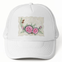 PINK ROSES & PINE by SHARON SHARPE hats by sharonsharpe PINK ROSES & PINE by SHARON SHARPE hats