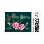 PINK ROSES & PINE by SHARON SHARPE postage