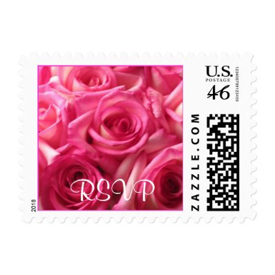 Pink Roses RSVP Postage Stamps