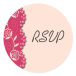 Pink roses rsvp stickers