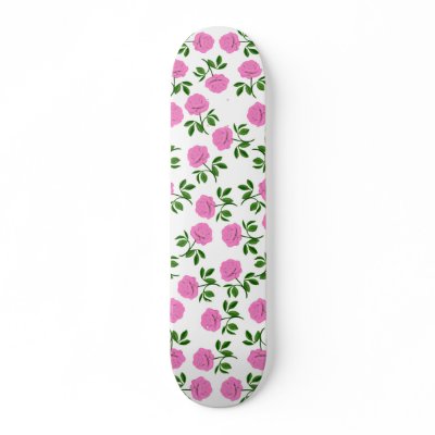 Pink Roses Skateboard by twopurringcats