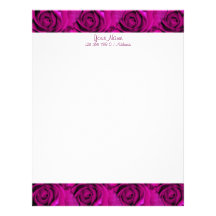 pink roses stationery template - customizable personalized letterhead