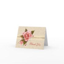 Pink Roses Thank You Greeting Card