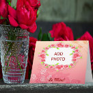 Pink Roses Valentine Add Your Photo Card
