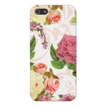 Pink roses vintage floral pattern iPhone 5 cases
