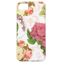 Pink roses vintage floral pattern iPhone 5 covers
