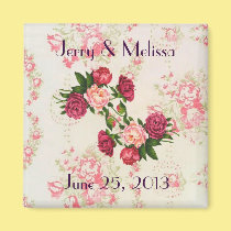 Pink Roses Wedding Favor Magnet magnets