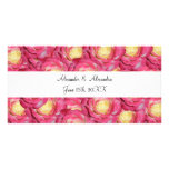 Pink roses wedding favors custom photo card