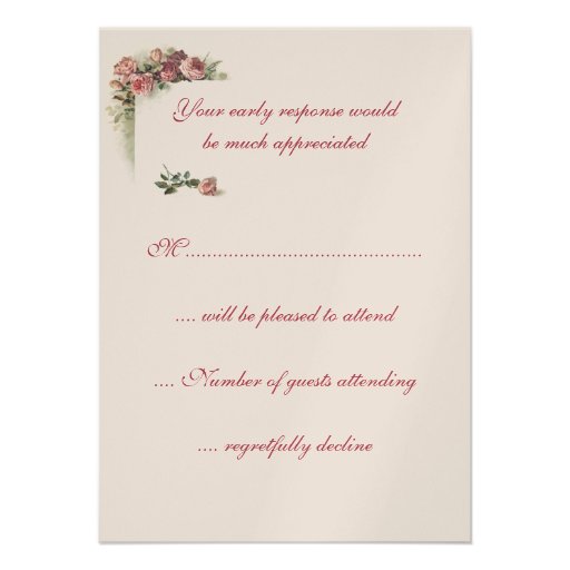 Pink Roses wedding RSVP Custom Invite