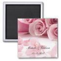 Pink Roses Wedding Souvenir Magnet