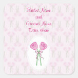 Pink Roses Wedding Stickers