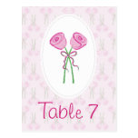 Pink Roses Wedding Table Numbers Post Card