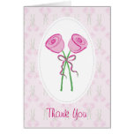 Pink Roses Wedding Thank You Cards