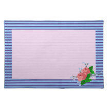 Pink Roses with Blue Stripe Placemat
