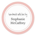 Pink rosette handmade custom label party favor sticker