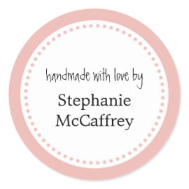 Pink rosette handmade custom label party favor stickers