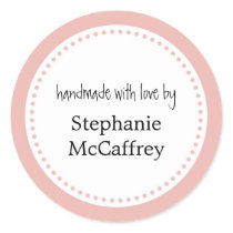 Pink rosette handmade custom label party favor stickers
