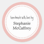 Pink rosette handmade custom label party favor stickers