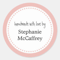 Pink rosette handmade custom label party favor stickers