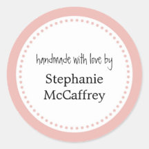 Pink rosette handmade custom label party favor stickers