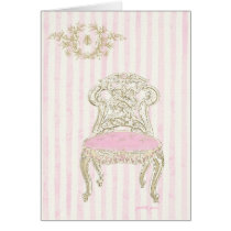 Pink Rosettes French Chair Card with Frenchie Bee
