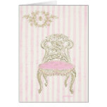 Pink Rosettes French Chair Card with Frenchie Bee