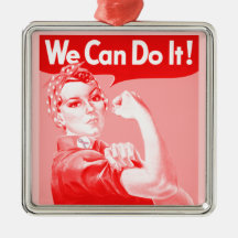 Pink Rosie the Riveter "We Can Do It!" Poster Christmas Tree Ornament