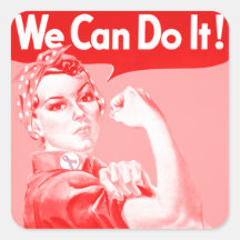 Pink Rosie the Riveter "We Can Do It!" Poster Sticker